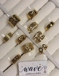 Golden chunky stainless steel adjustable rings