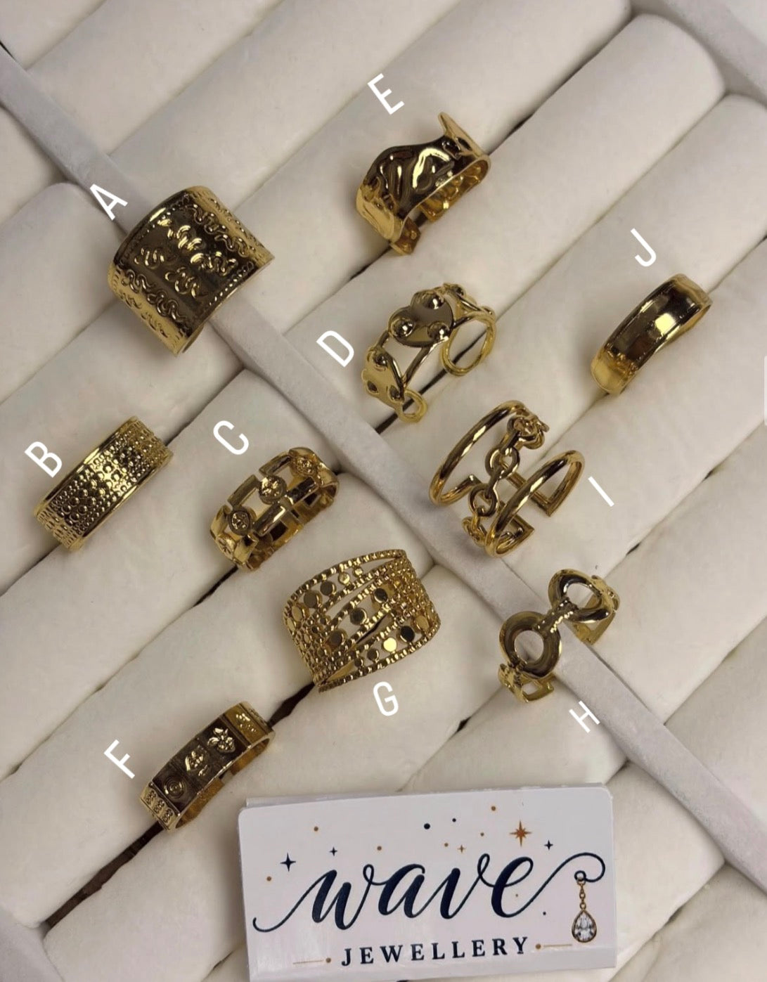 Golden chunky stainless steel adjustable rings