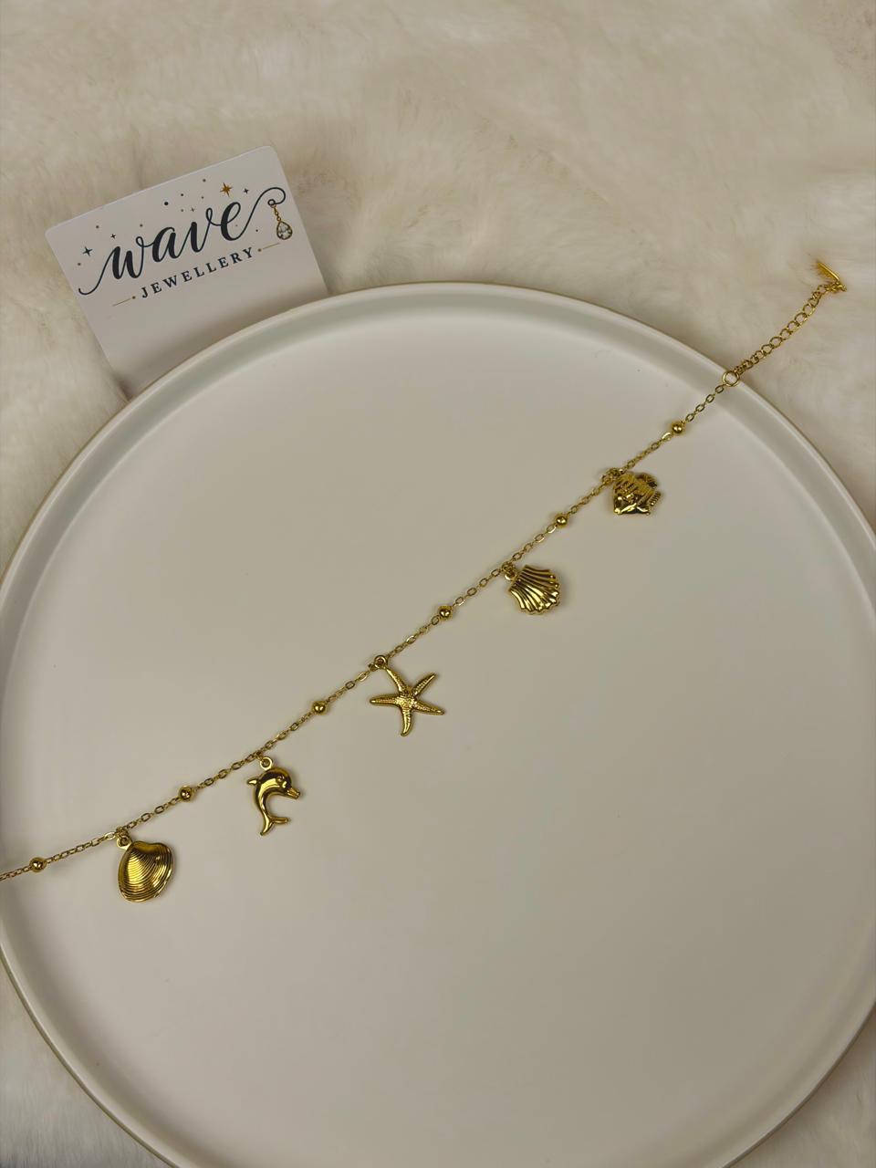 Golden Ocean Theme Anklet - WAVE Jewellery