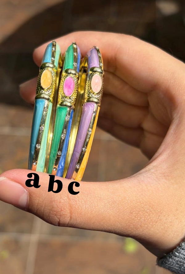 Enamel Bangles - Pastel Cabochon