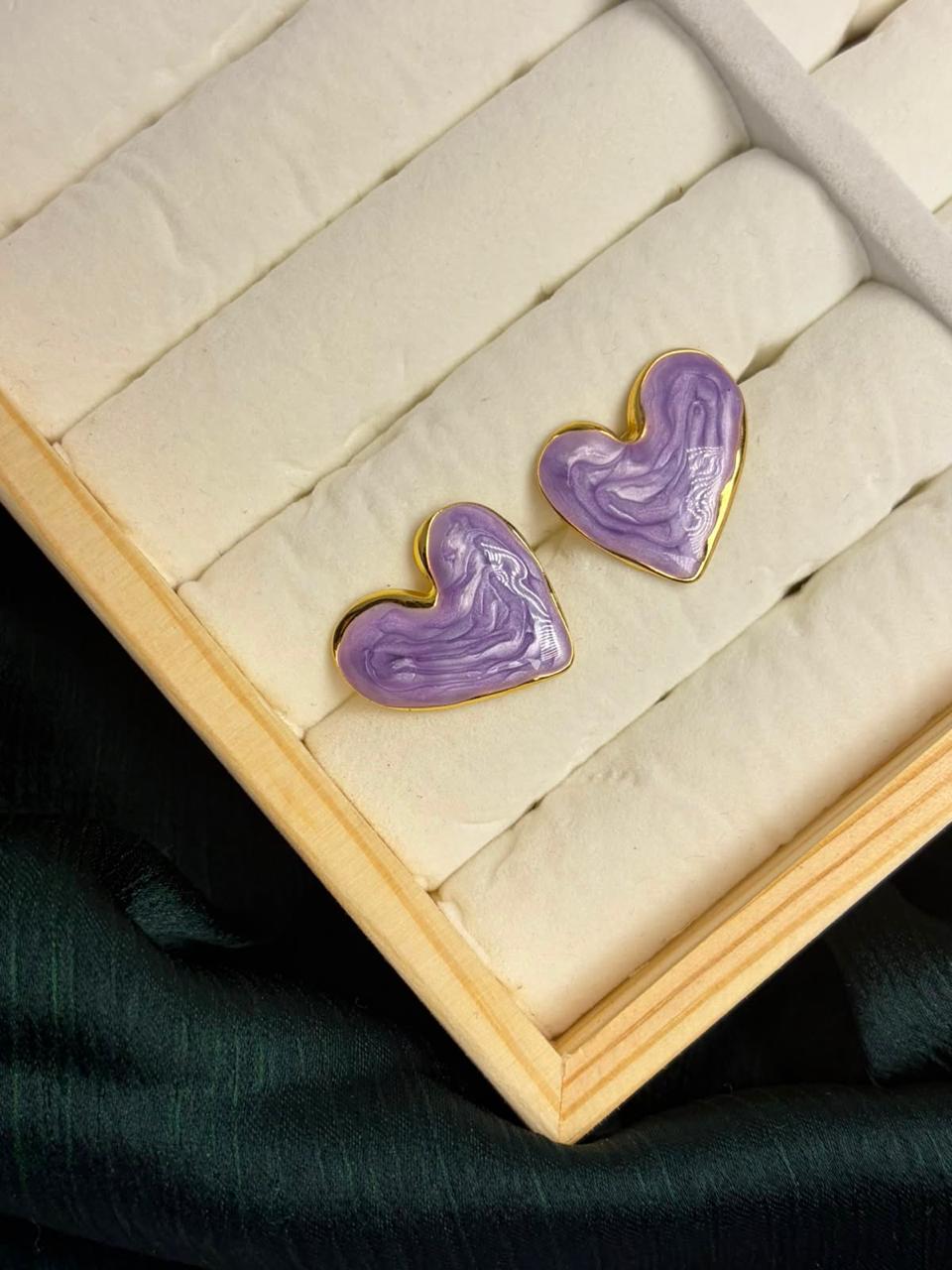 Lavender Dream Heart Studs - WAVE Jewellery