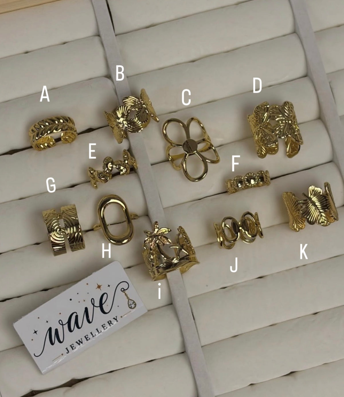 Golden chunky stainless steel adjustable rings