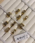 Golden chunky stainless steel adjustable rings