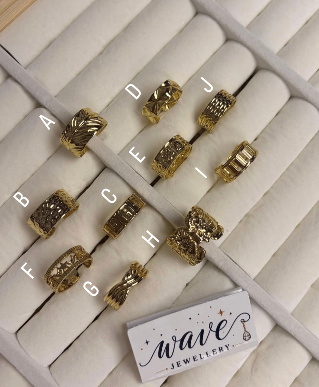 Golden chunky stainless steel adjustable rings